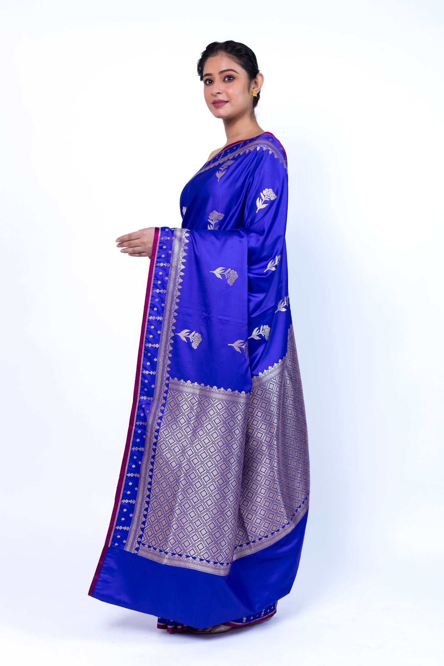 Royal Blue Banarasi Mashru Silk Saree