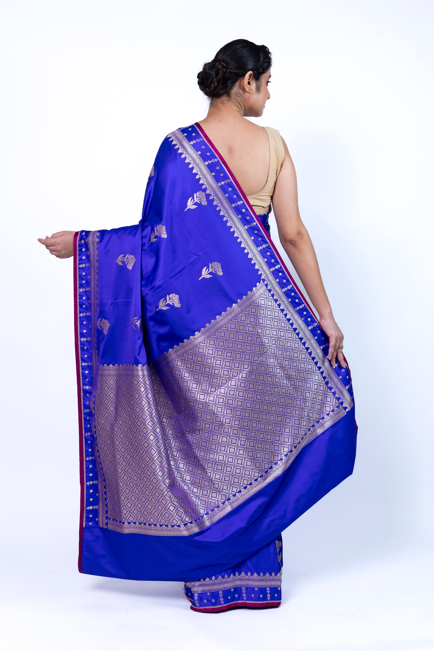Royal Blue Banarasi Mashru Silk Saree
