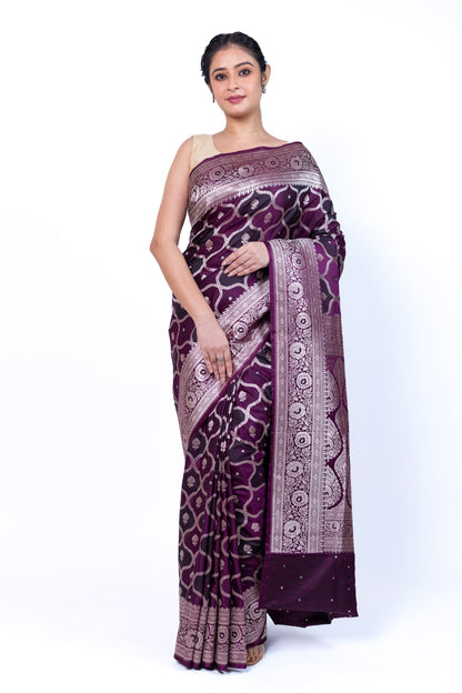 Colorful Banarasi Mashru Silk Saree - Hand-Dyed Rangkat Design