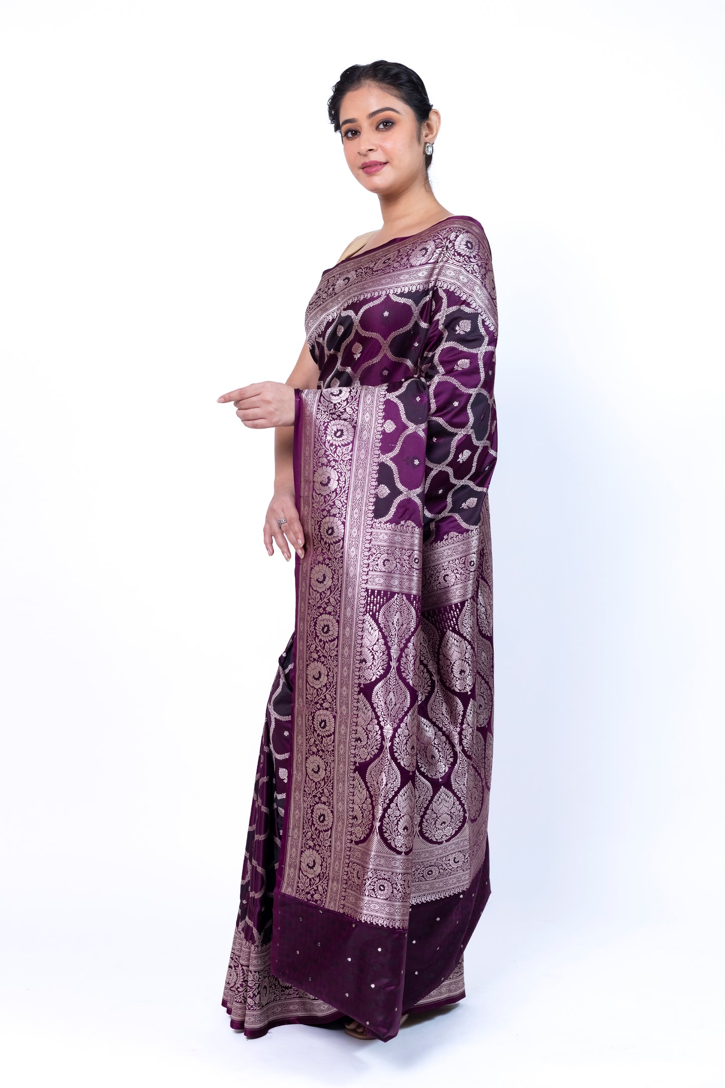 Colorful Banarasi Mashru Silk Saree - Hand-Dyed Rangkat Design