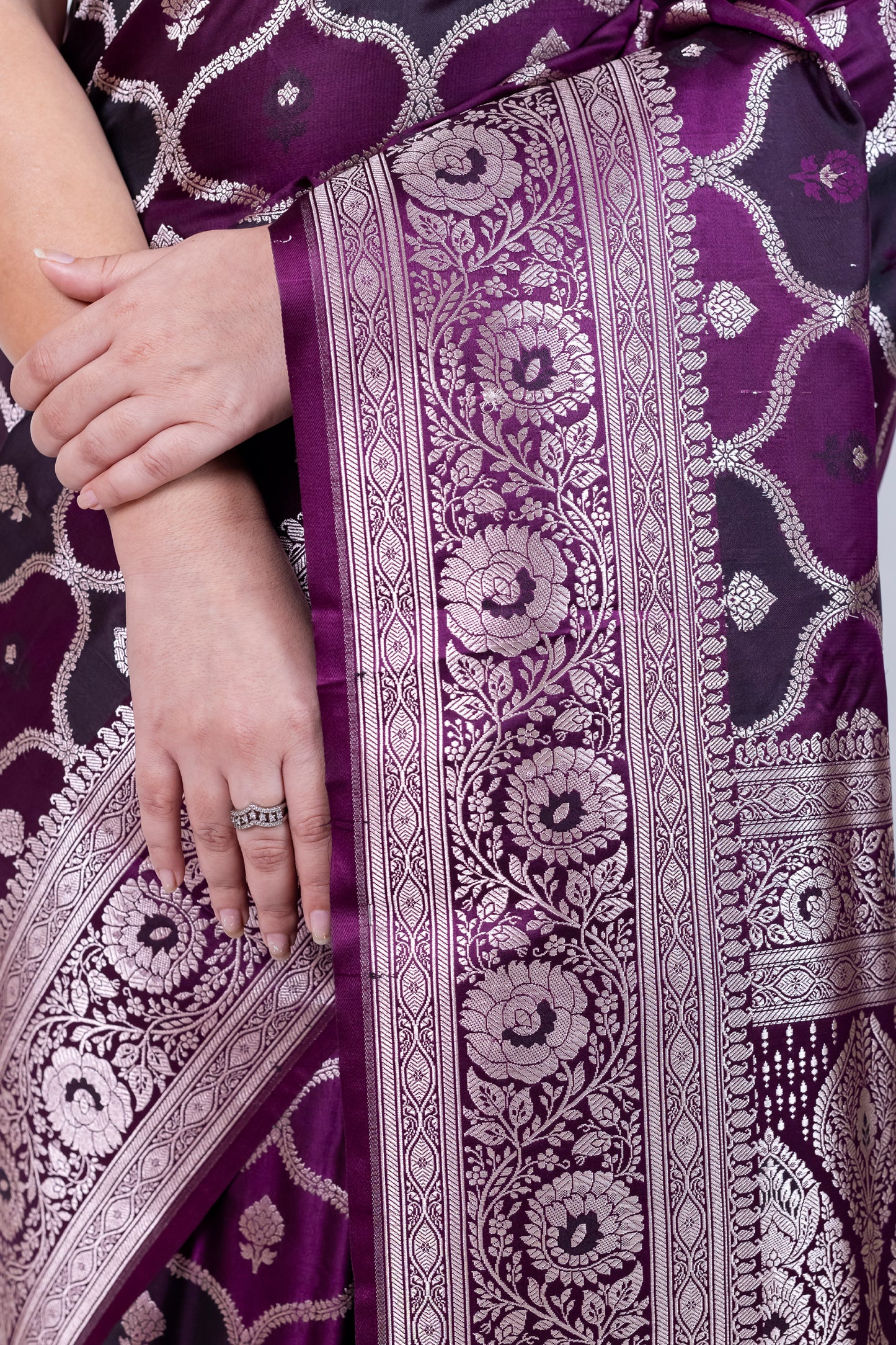 Colorful Banarasi Mashru Silk Saree - Hand-Dyed Rangkat Design